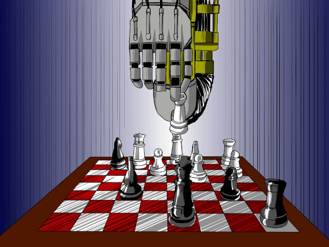 A robot playing chess